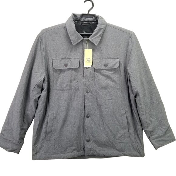 Mens All In Motion Gray Insulated Shirt Jacket Button Up Water Resistant Size XL